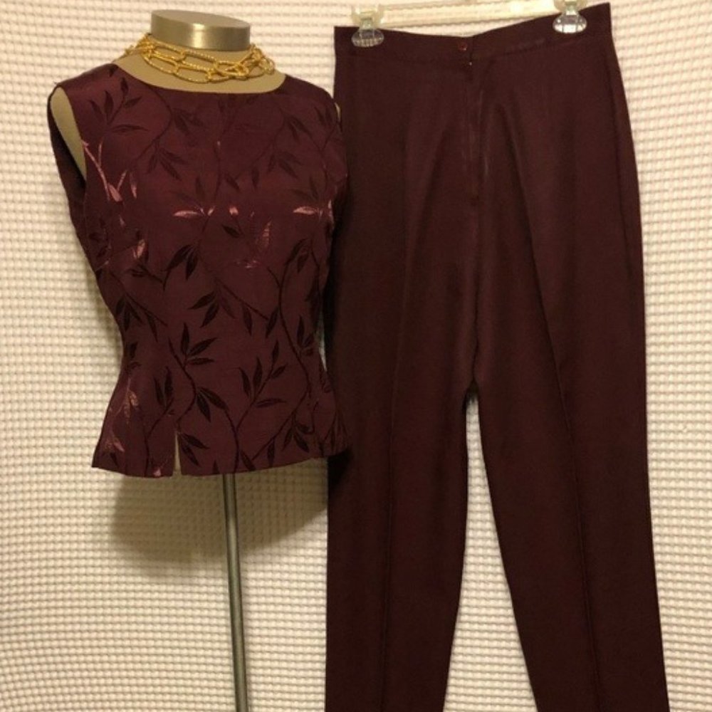 FINAL! RICH BURGUNDY 2 PC PANT SUIT